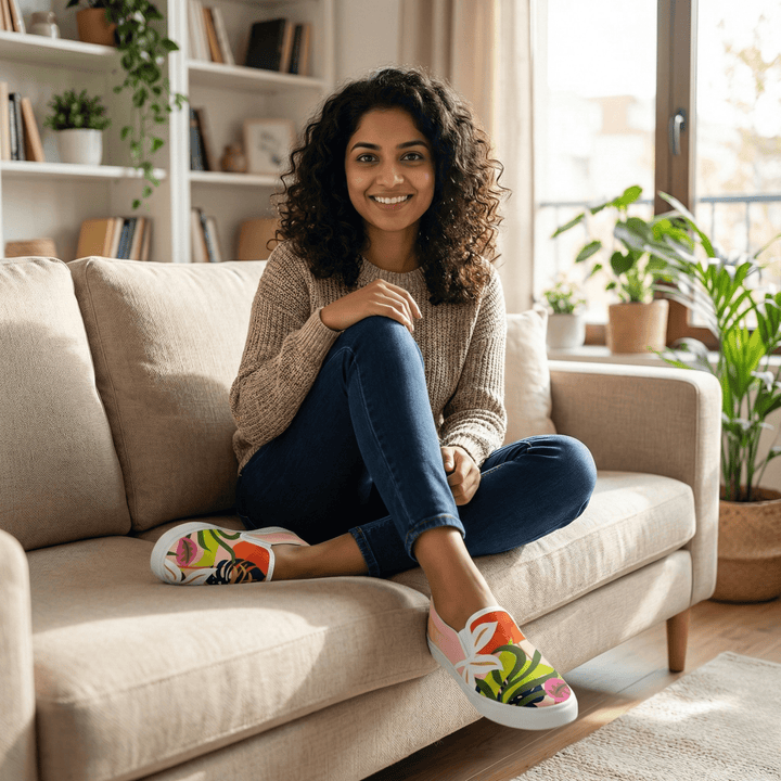 Abstract Floral Slipons - The Quirky Naari