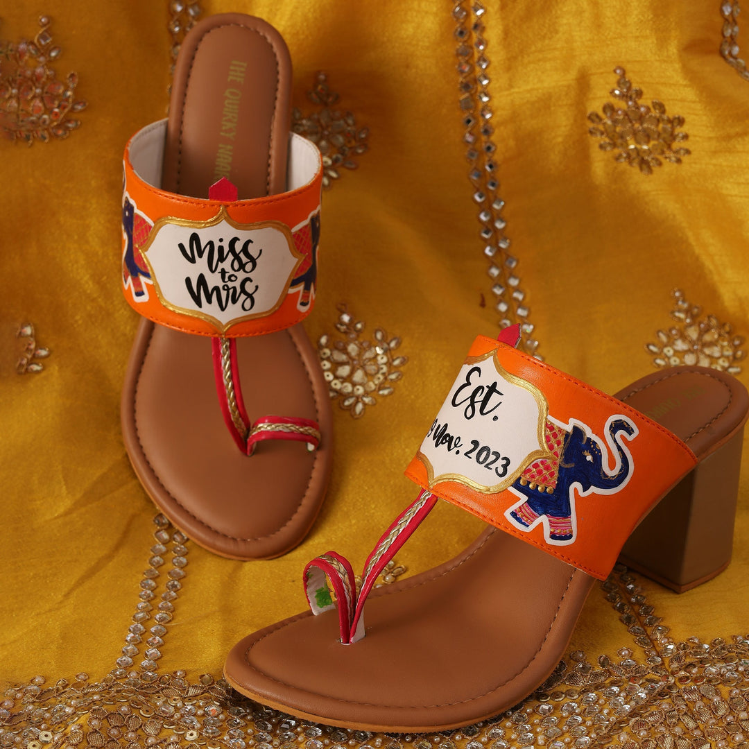 Bridal Heel Kolhapuris-Save the date - The Quirky Naari