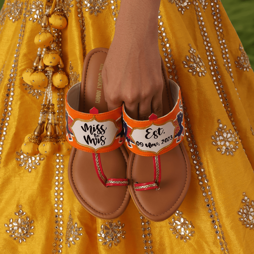 Bridal Heel Kolhapuris - Save the date - The Quirky Naari
