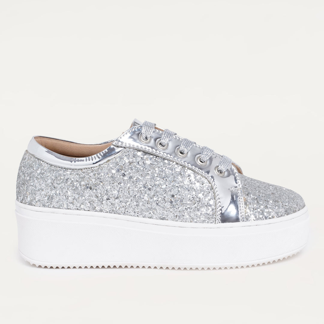 Glitterati Sneakers - Silver - The Quirky Naari