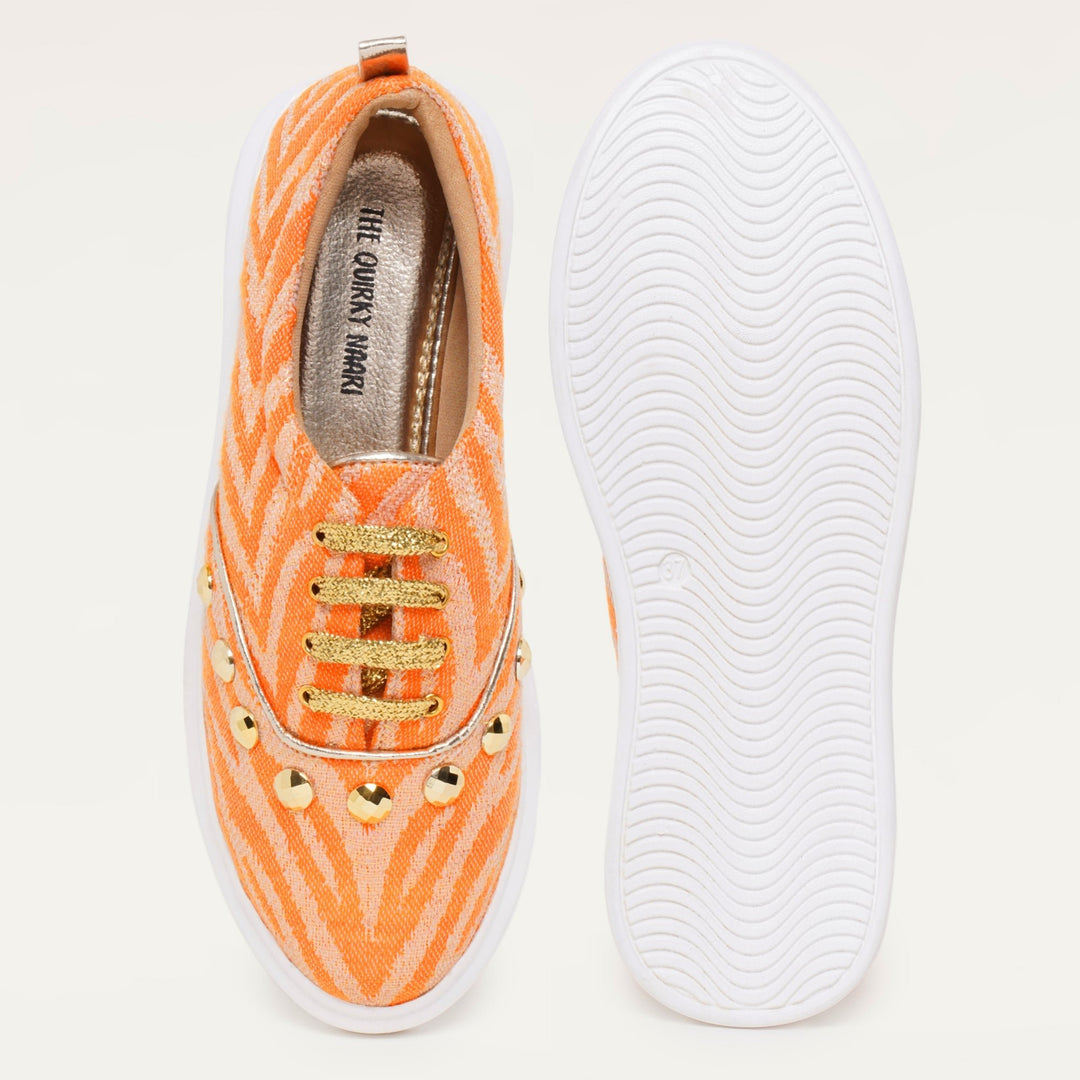 Juliet Sneakers in Royal Orange - The Quirky Naari