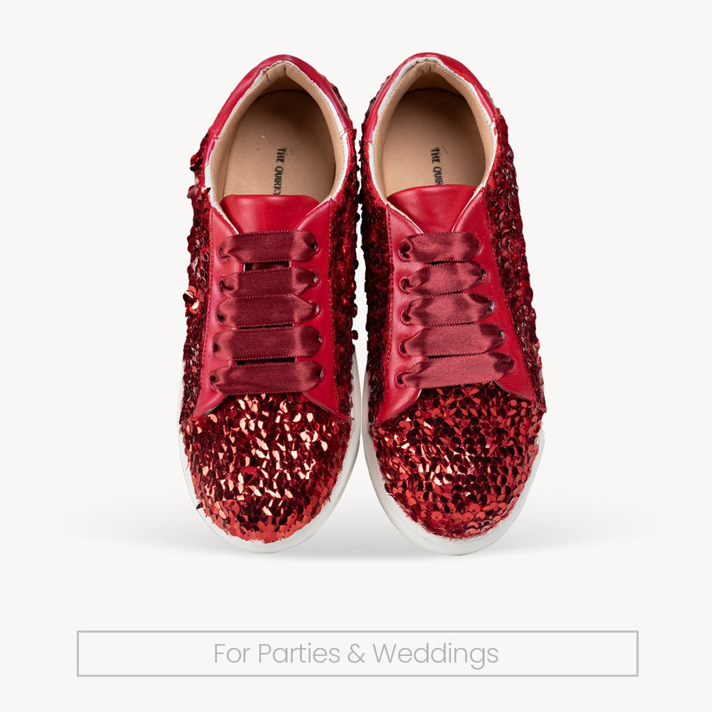 Ruby Crush Sequin Sneakers - The Quirky Naari