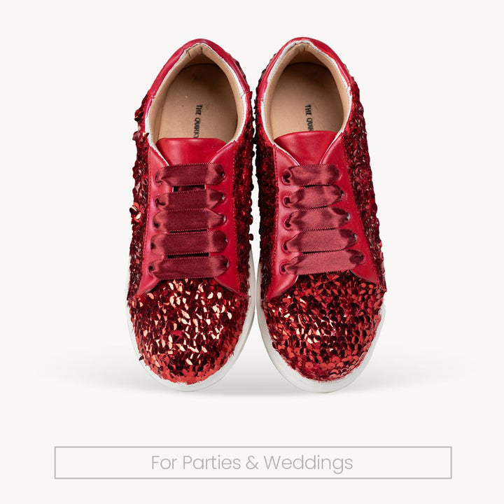 Ruby Crush Sequin Sneakers - The Quirky Naari
