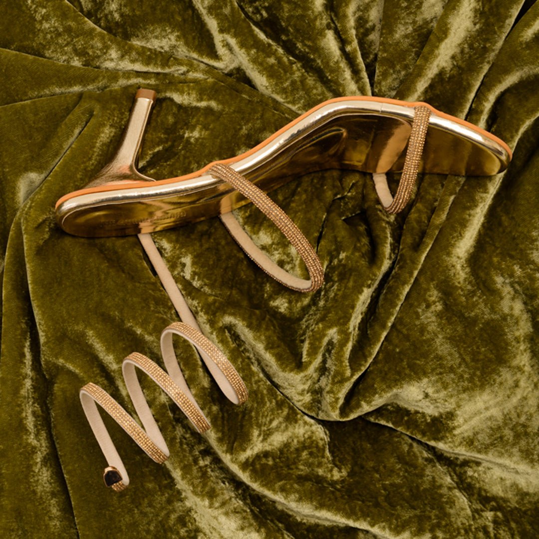 Spiral Stiletto Heels - Golden - The Quirky Naari